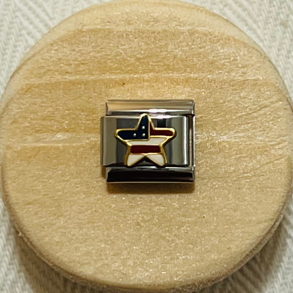 Patriotic Star Italian Charm Bracelet Link